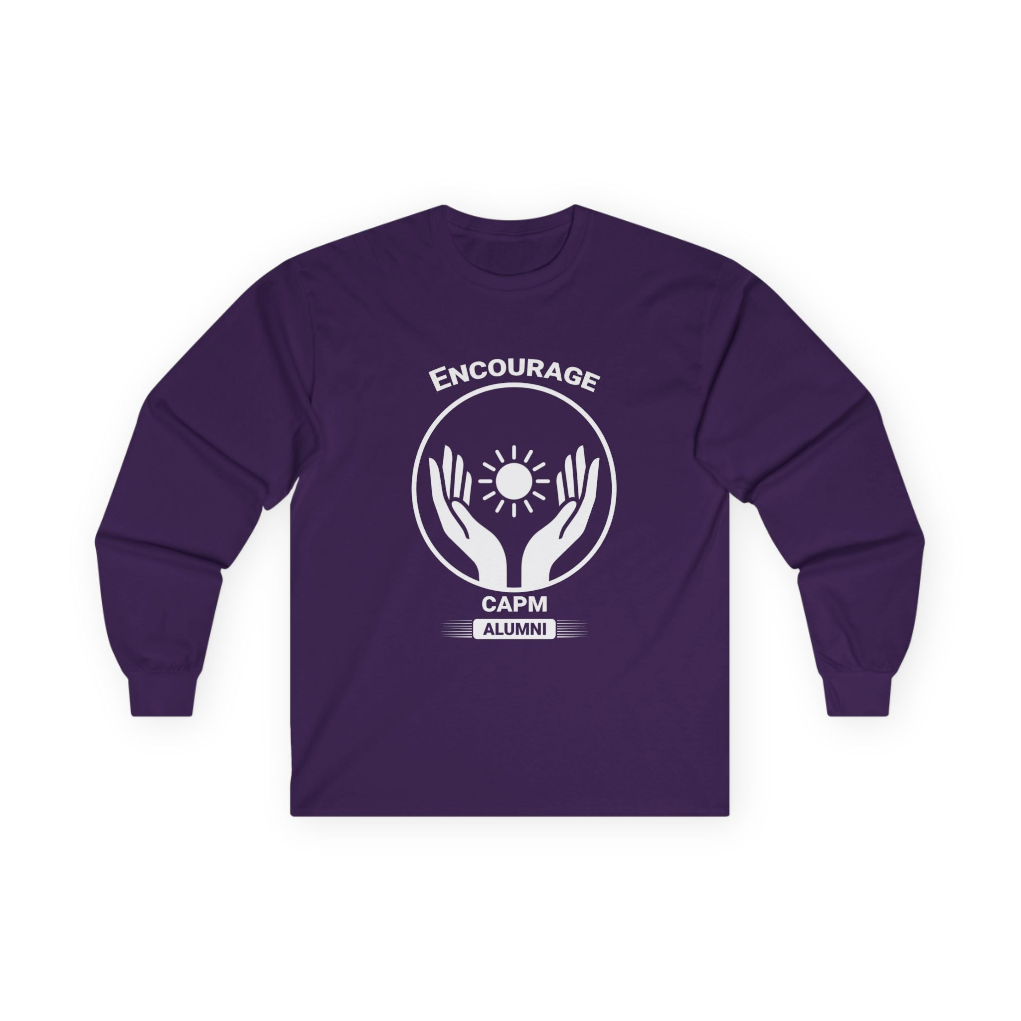 Long Sleeve Tee — Hands Cradling Sun Spiritual Graphic