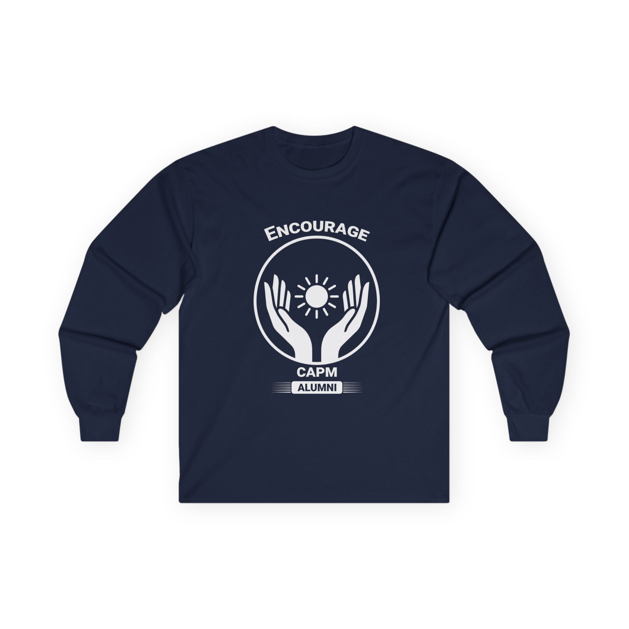 Long Sleeve Tee — Hands Cradling Sun Spiritual Graphic