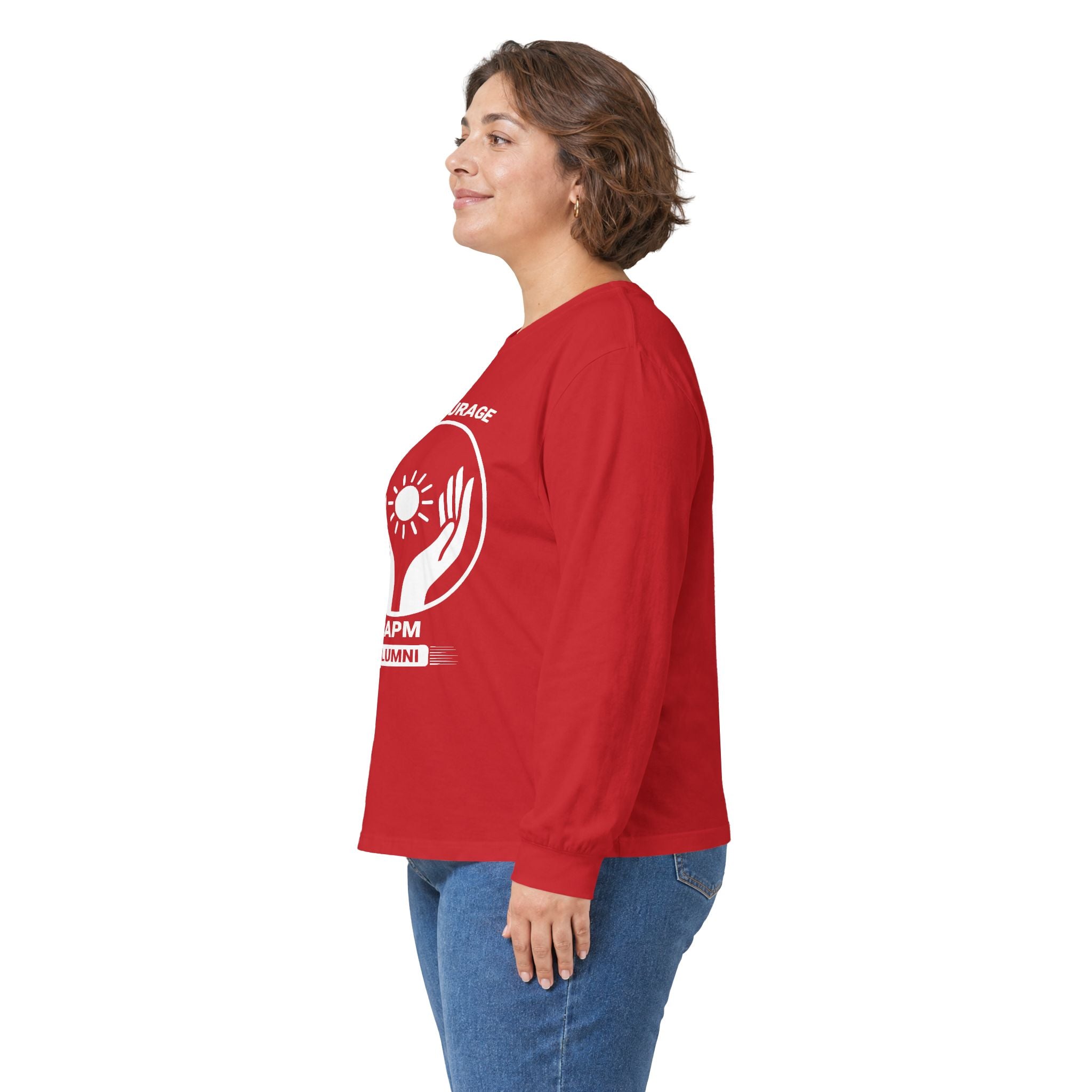 Long Sleeve Tee — Hands Cradling Sun Spiritual Graphic