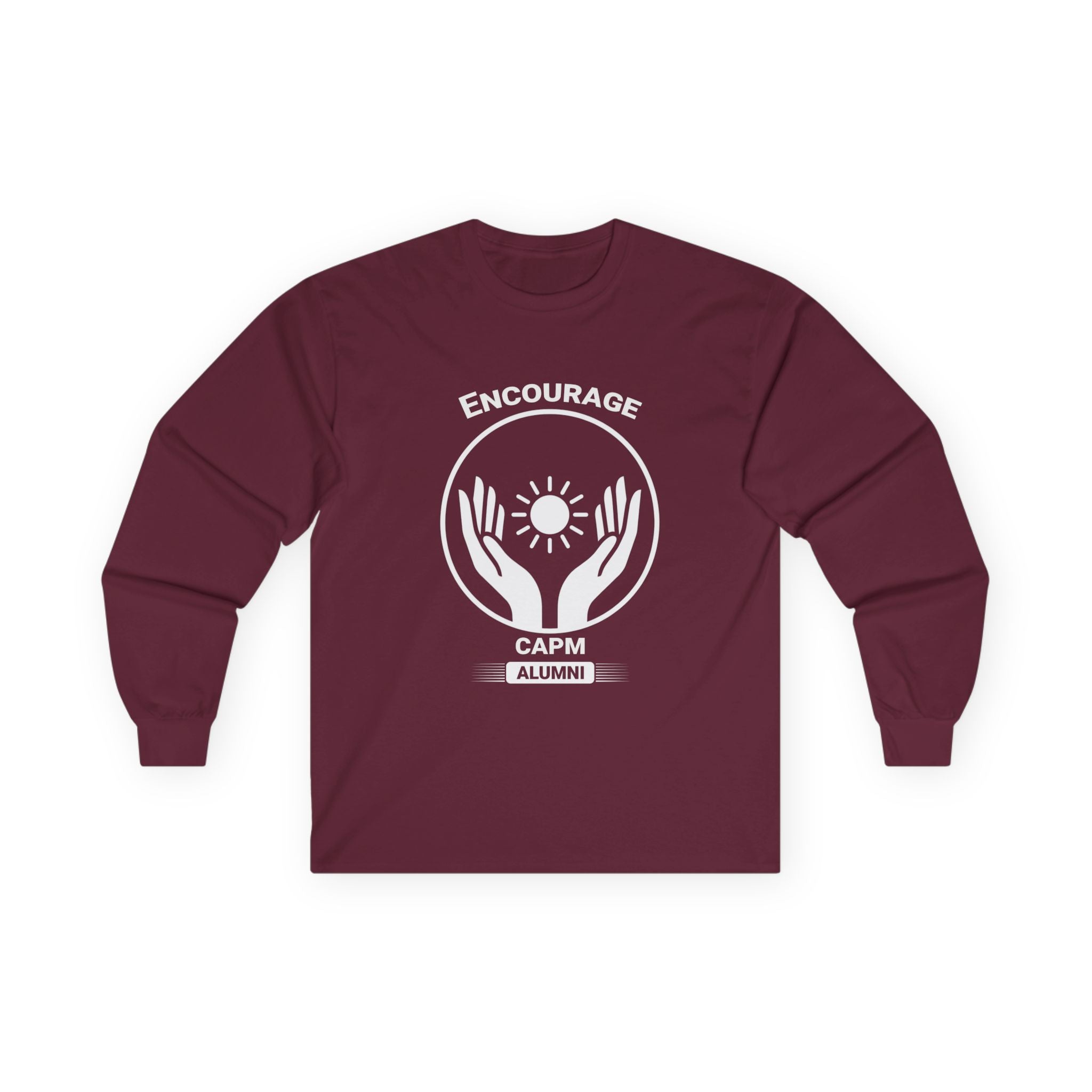 Long Sleeve Tee — Hands Cradling Sun Spiritual Graphic