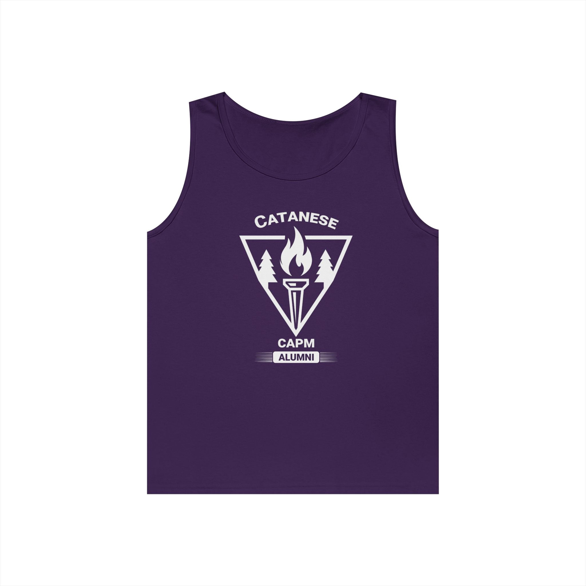 Campfire Adventure Tank Top — Retro Flame Badge Graphic