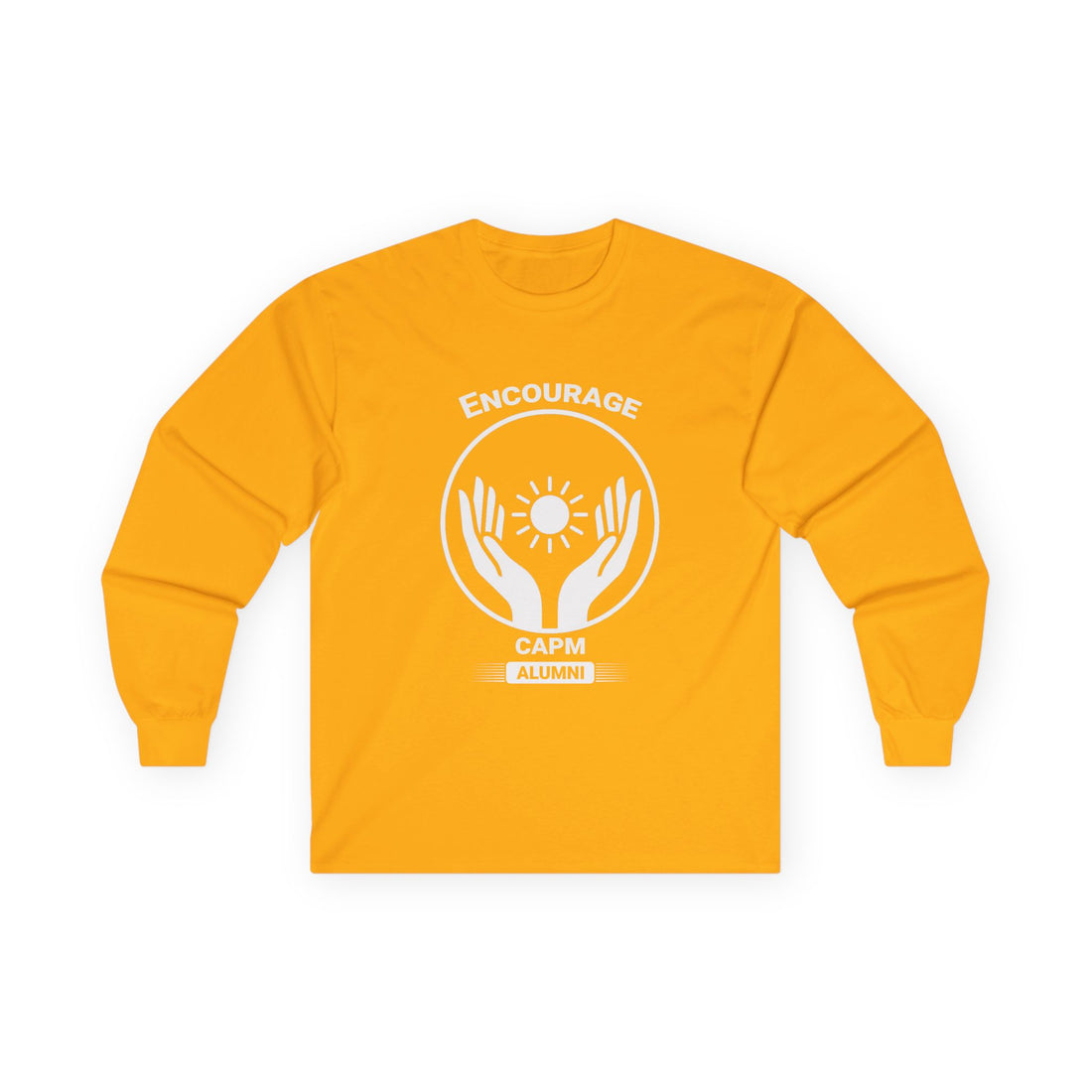 Long Sleeve Tee — Hands Cradling Sun Spiritual Graphic