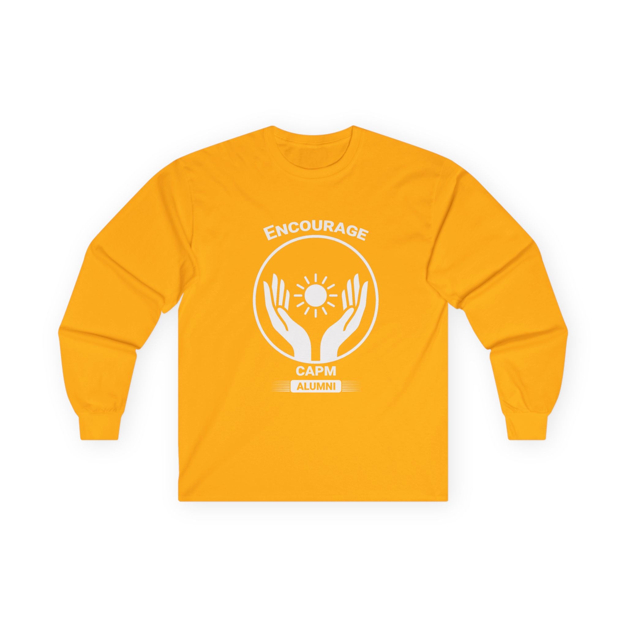 Long Sleeve Tee — Hands Cradling Sun Spiritual Graphic