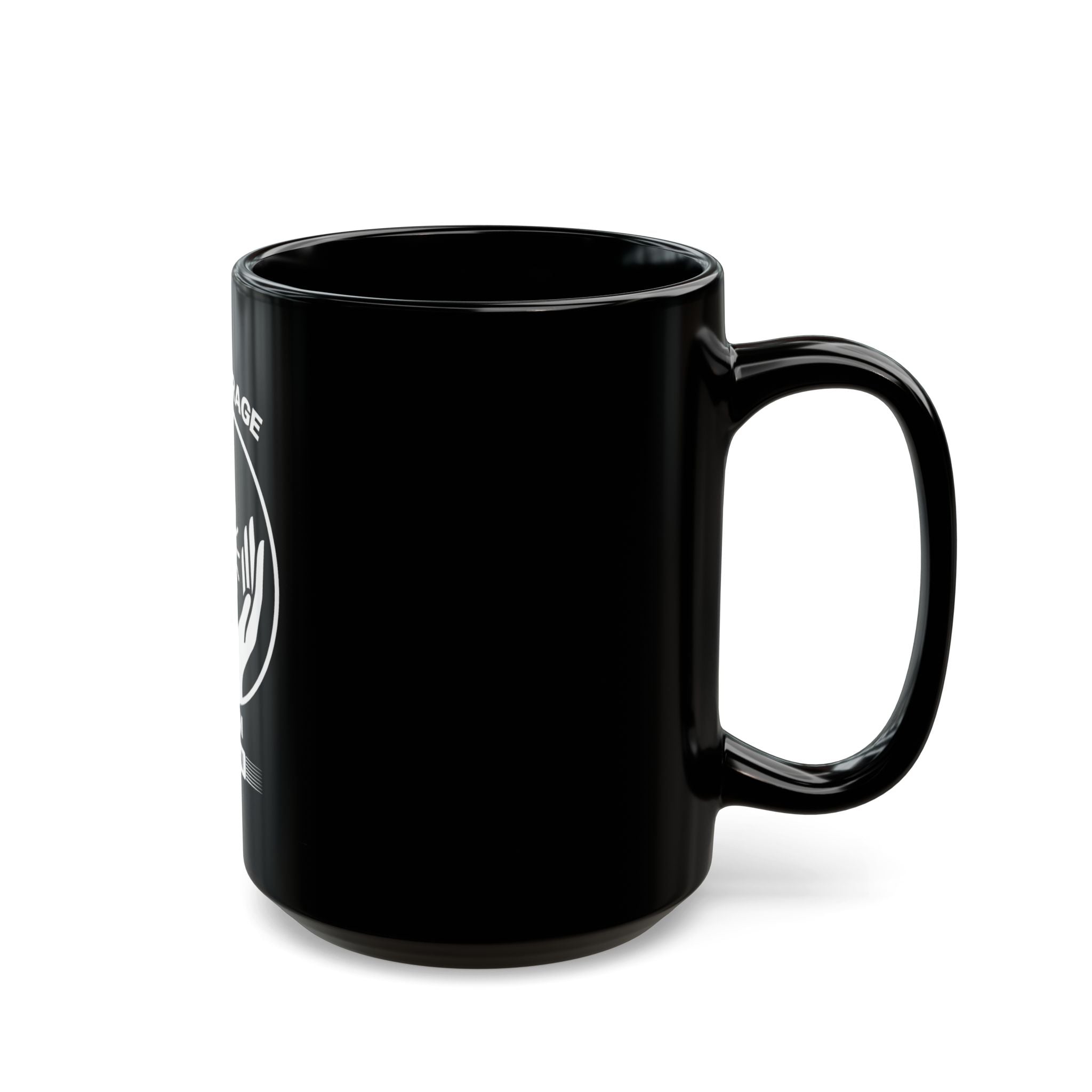 Encourage CAPM Alumni Black Ceramic Mug — Inspirational Hands & Sun Design (11oz/15oz)