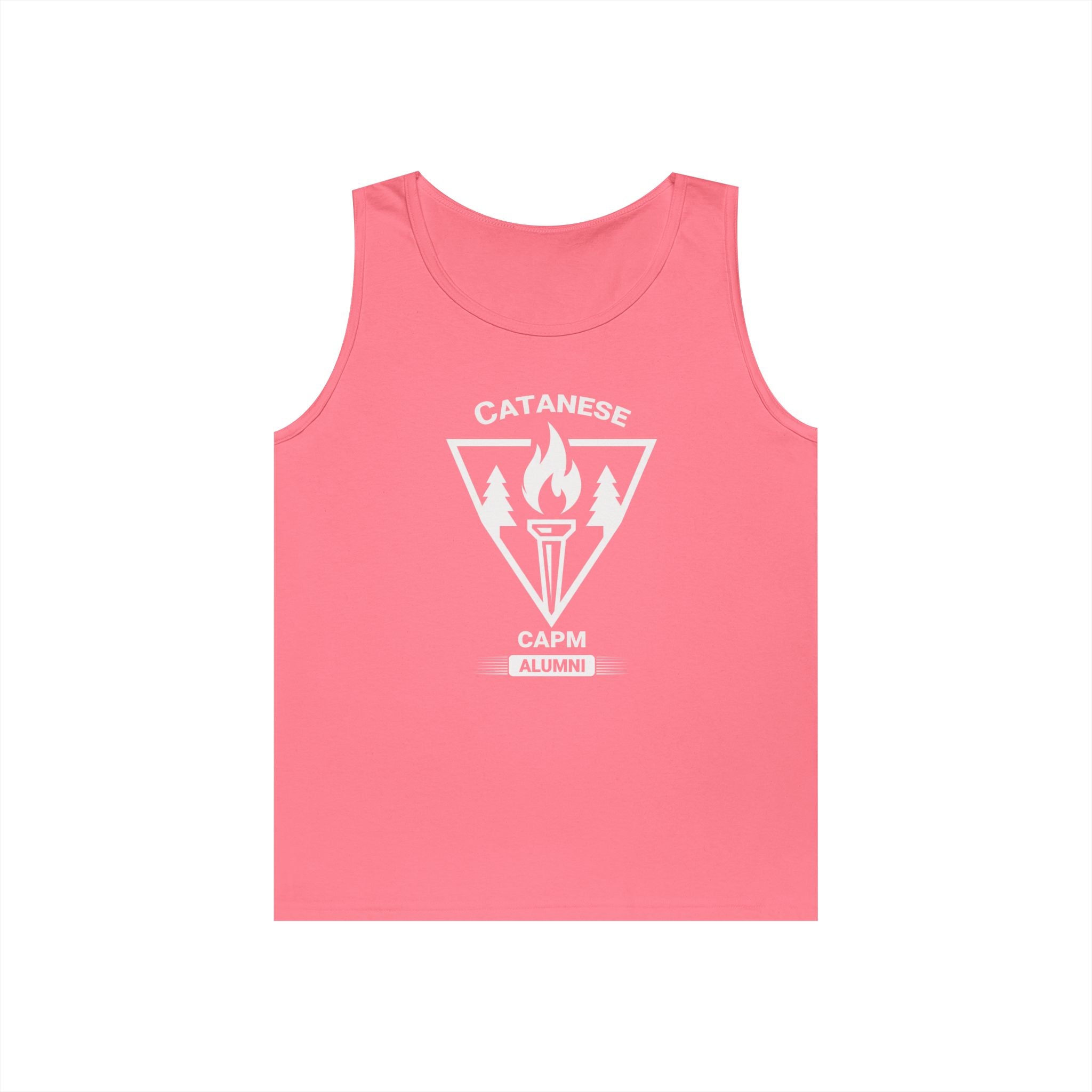 Campfire Adventure Tank Top — Retro Flame Badge Graphic