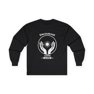 Long Sleeve Tee — Hands Cradling Sun Spiritual Graphic