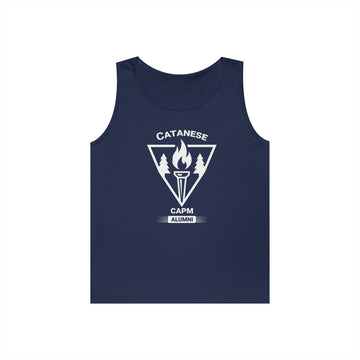 Campfire Adventure Tank Top — Retro Flame Badge Graphic