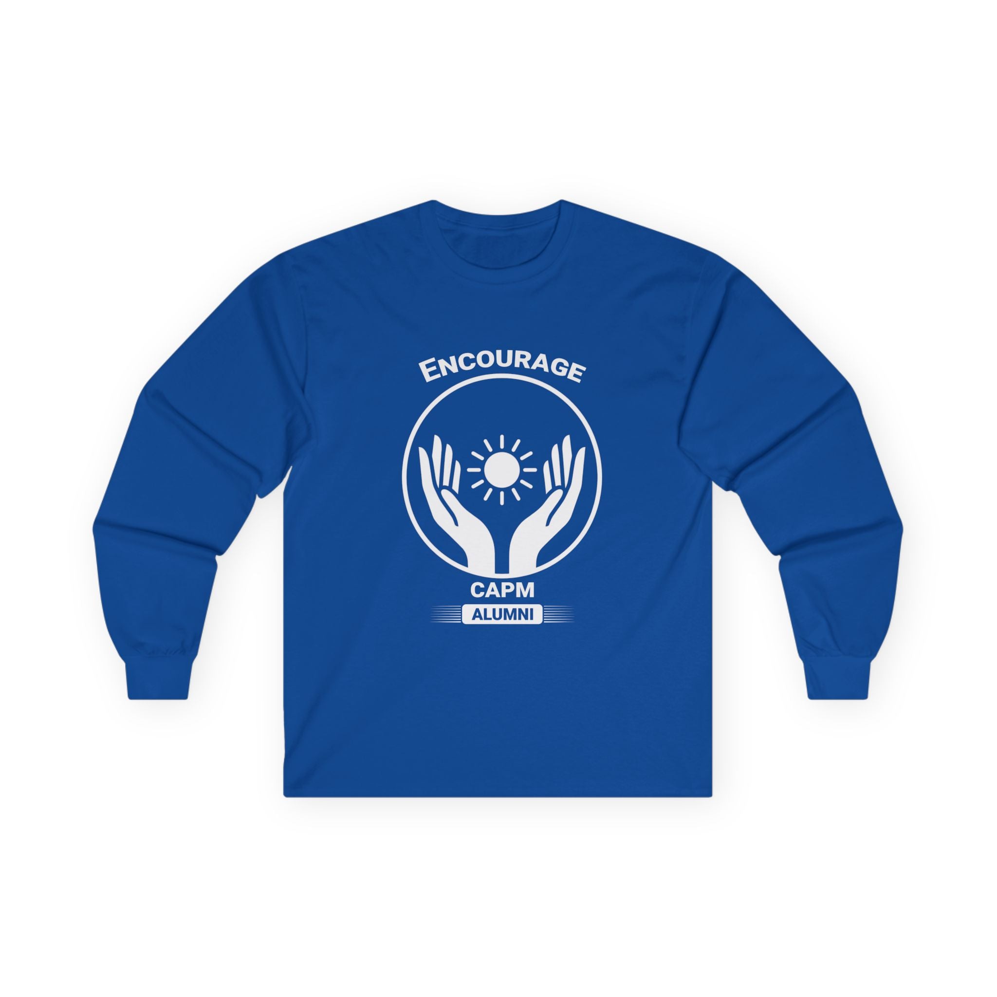 Long Sleeve Tee — Hands Cradling Sun Spiritual Graphic