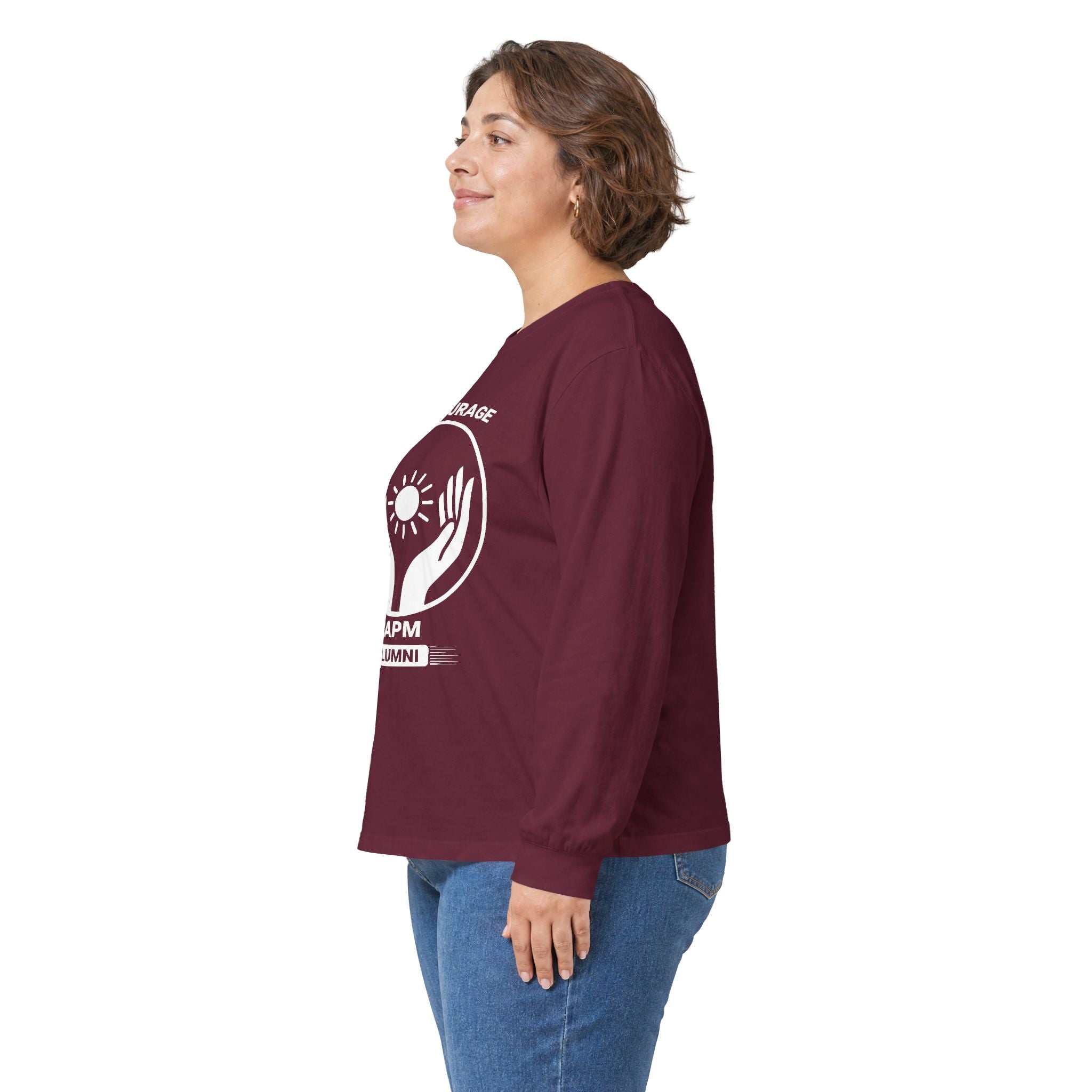 Long Sleeve Tee — Hands Cradling Sun Spiritual Graphic