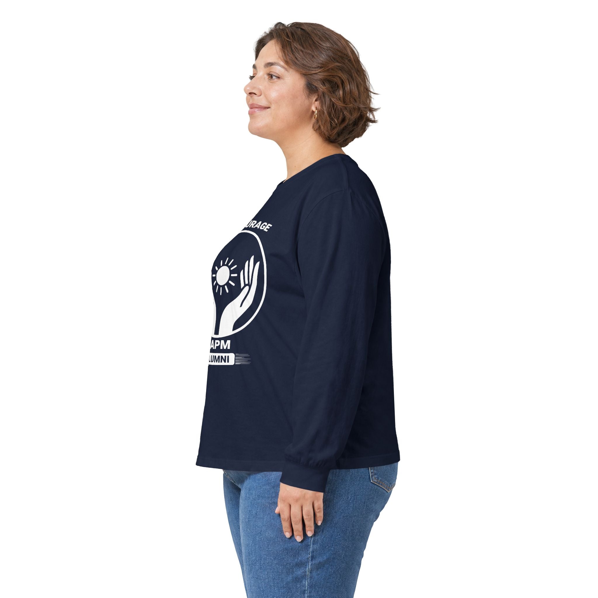 Long Sleeve Tee — Hands Cradling Sun Spiritual Graphic