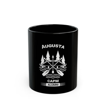 Augusta CAPM Alumni Black Ceramic Mug — Rowing Oars & Pines Design (11oz/15oz)