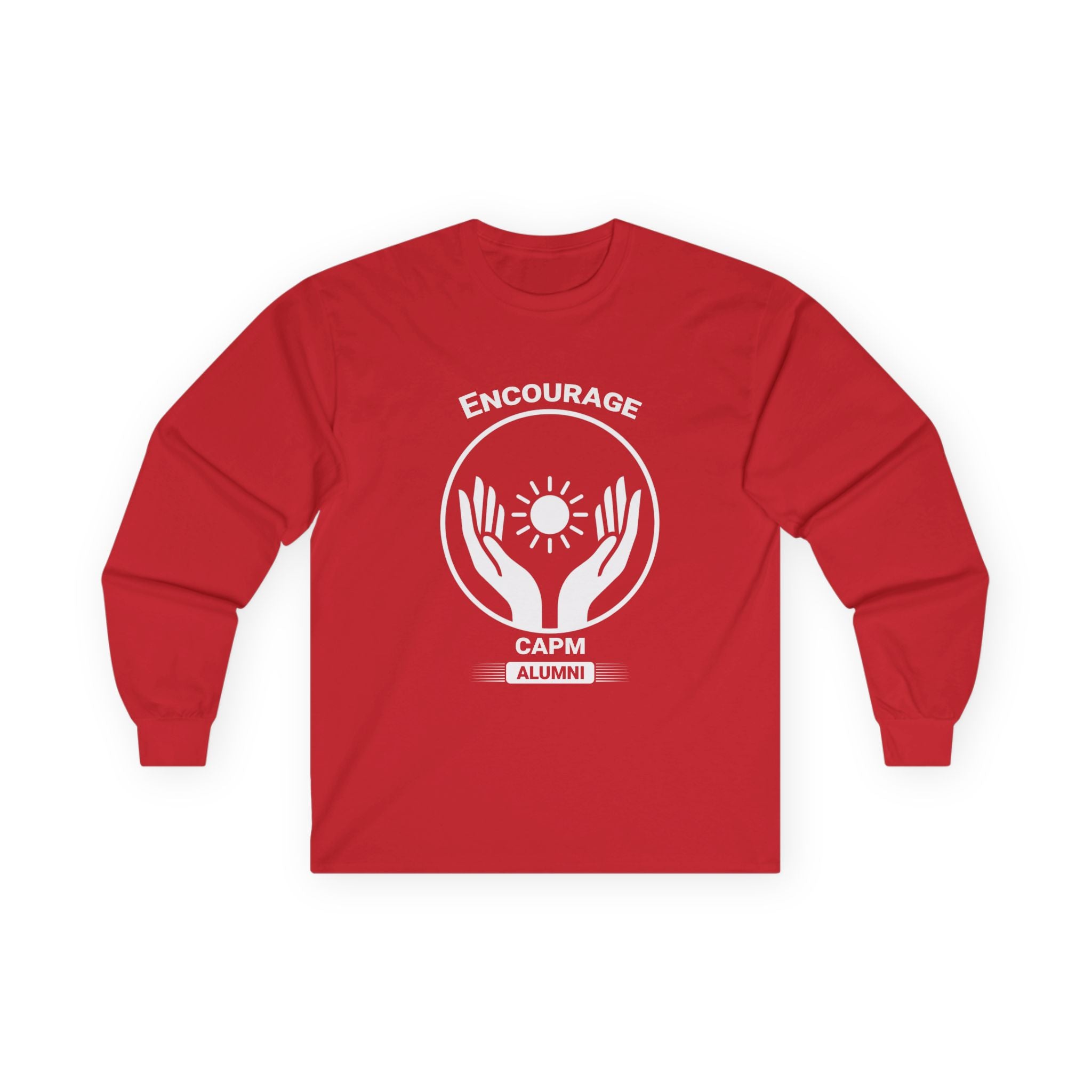 Long Sleeve Tee — Hands Cradling Sun Spiritual Graphic