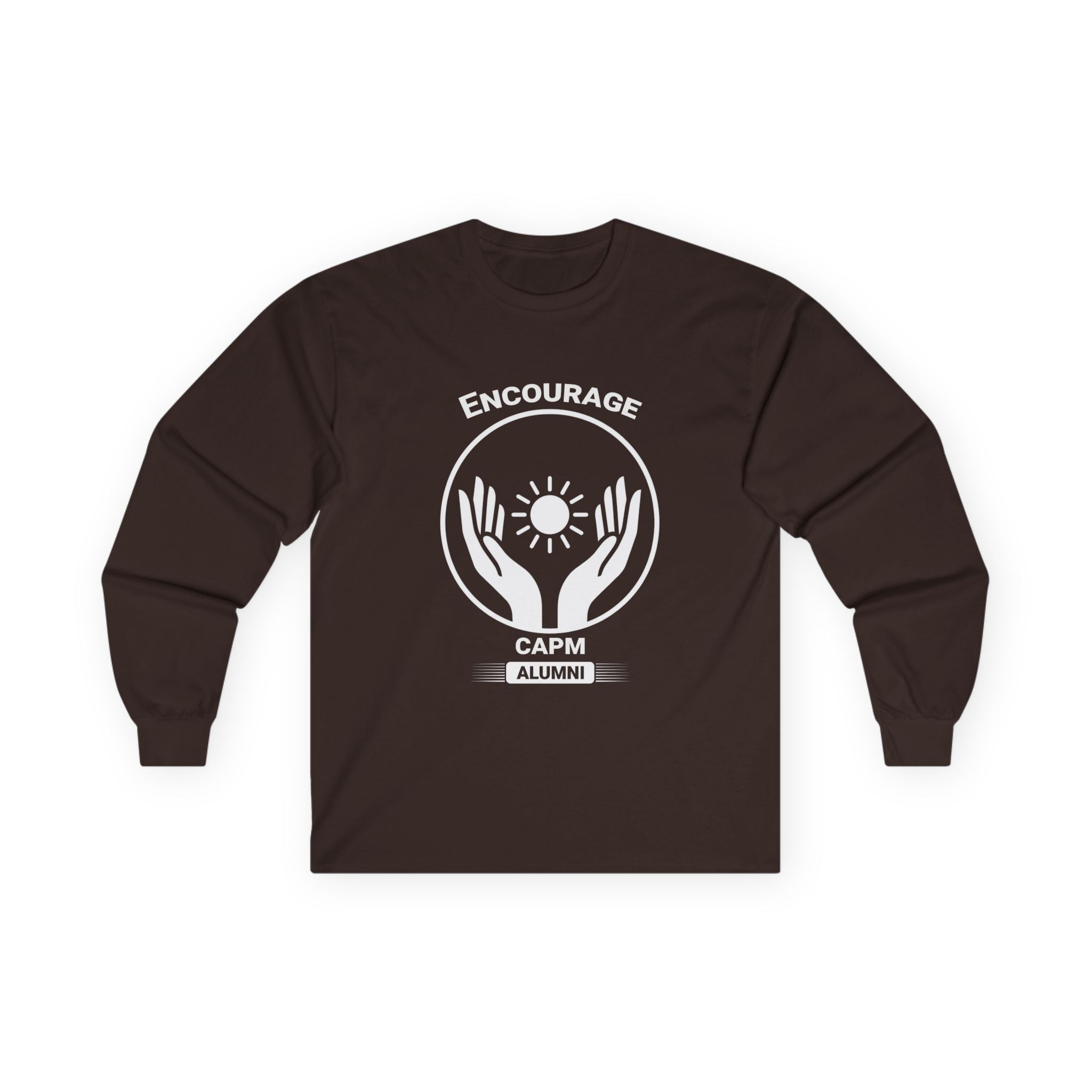 Long Sleeve Tee — Hands Cradling Sun Spiritual Graphic