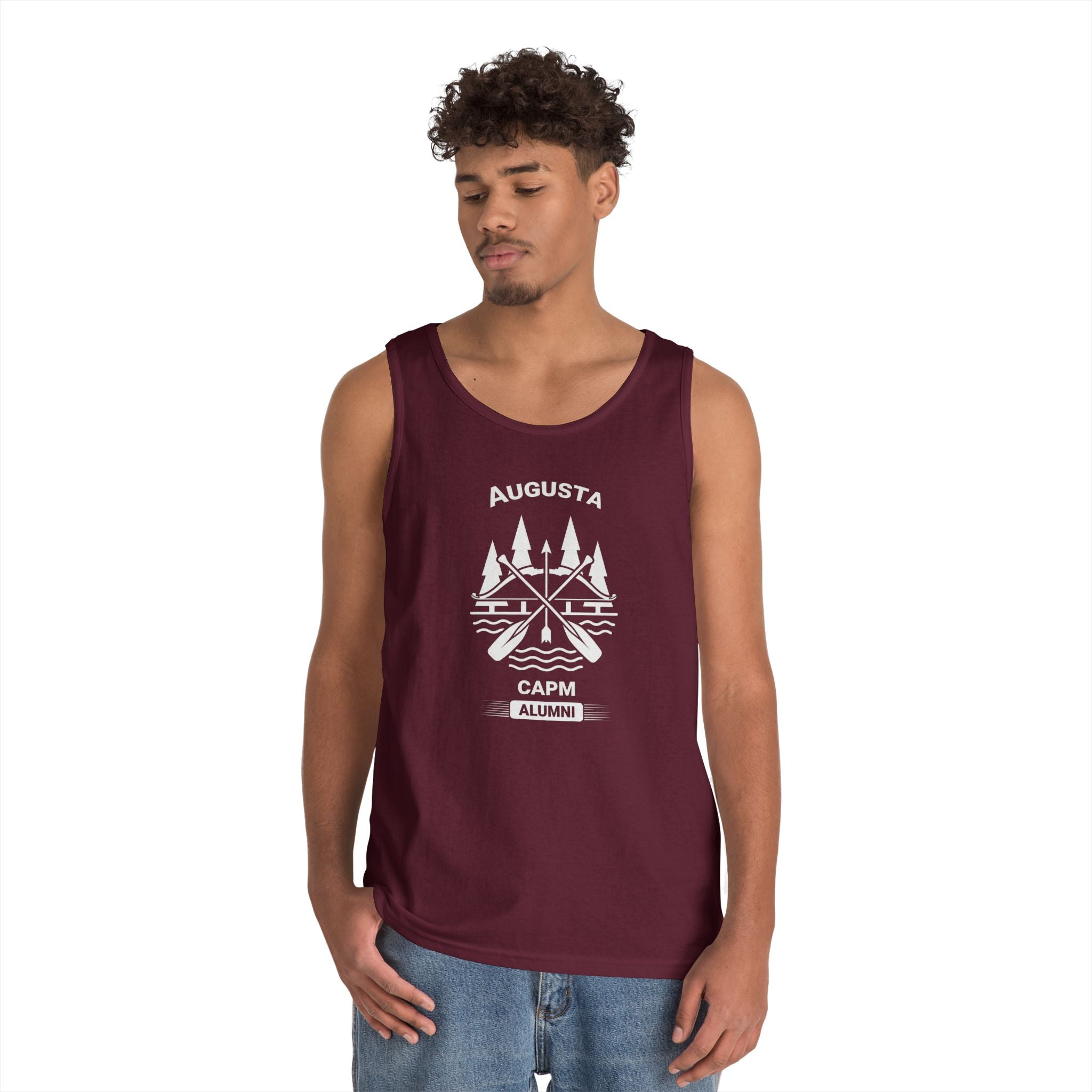 Tank Top — Minimal Outdoor Badge Design (Augusta Camp Vintage Emblem)