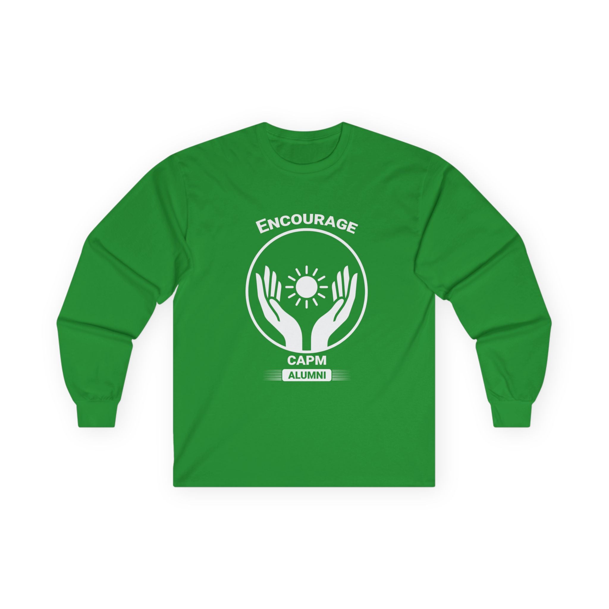 Long Sleeve Tee — Hands Cradling Sun Spiritual Graphic