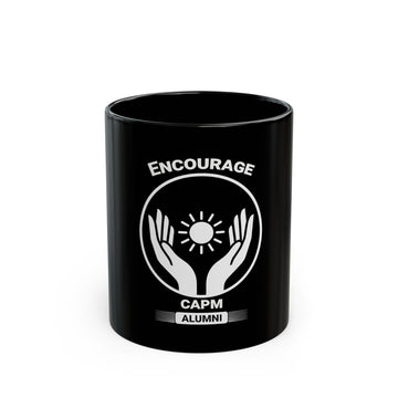 Encourage CAPM Alumni Black Ceramic Mug — Inspirational Hands & Sun Design (11oz/15oz)