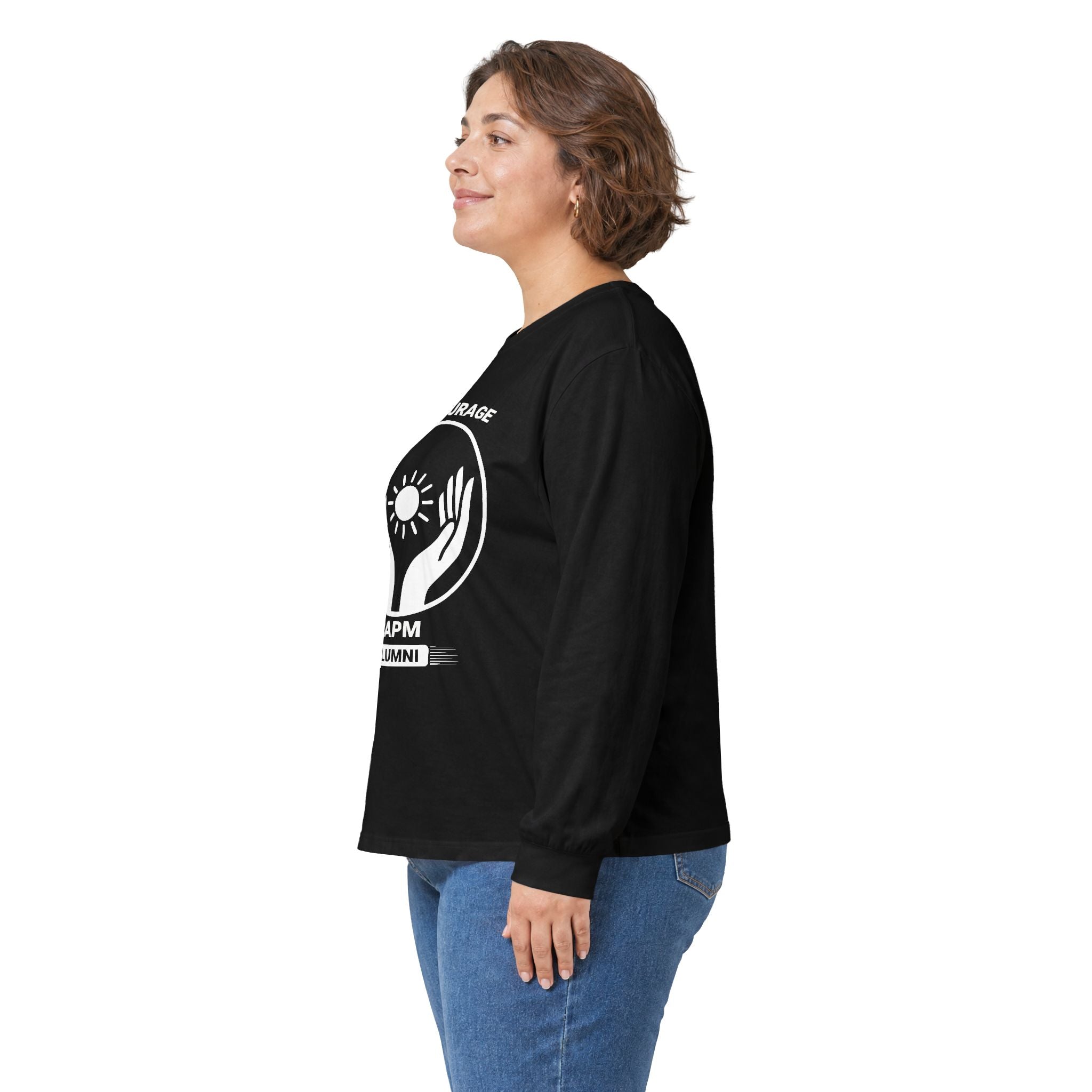 Long Sleeve Tee — Hands Cradling Sun Spiritual Graphic