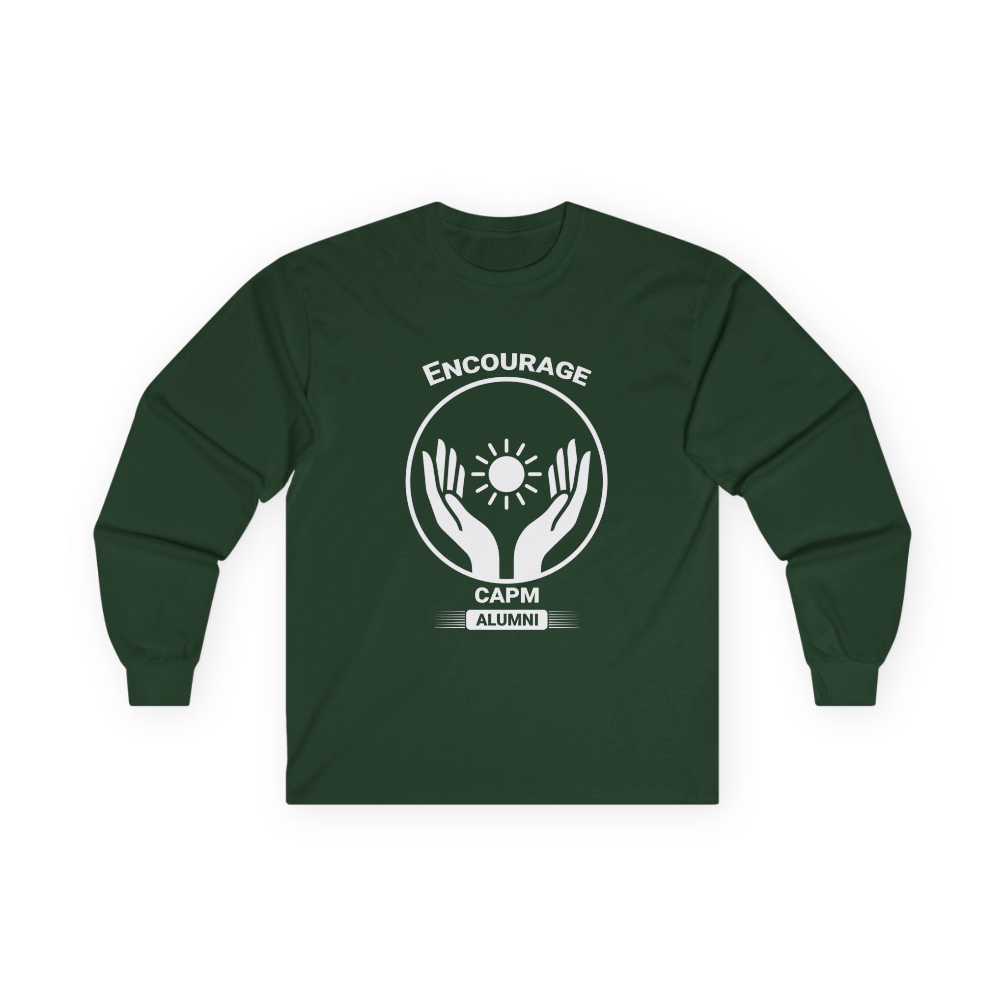 Long Sleeve Tee — Hands Cradling Sun Spiritual Graphic